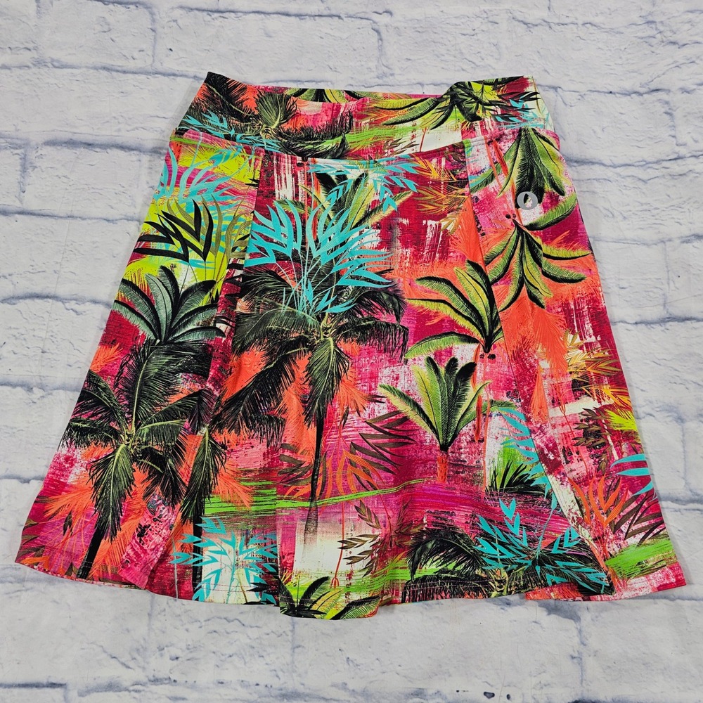 Donna Jo Athletic Skort Women 1 US S Pink Tropical Palm Tree Print Active Golf
